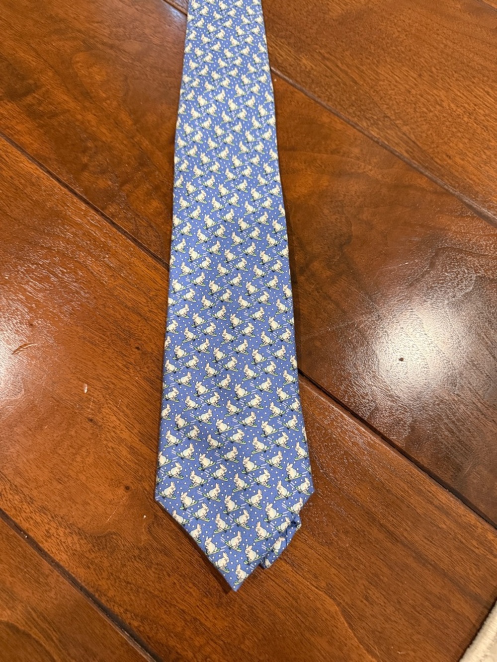 Classic Blue Patterned Men's Tie Ski Bunnies - Blue